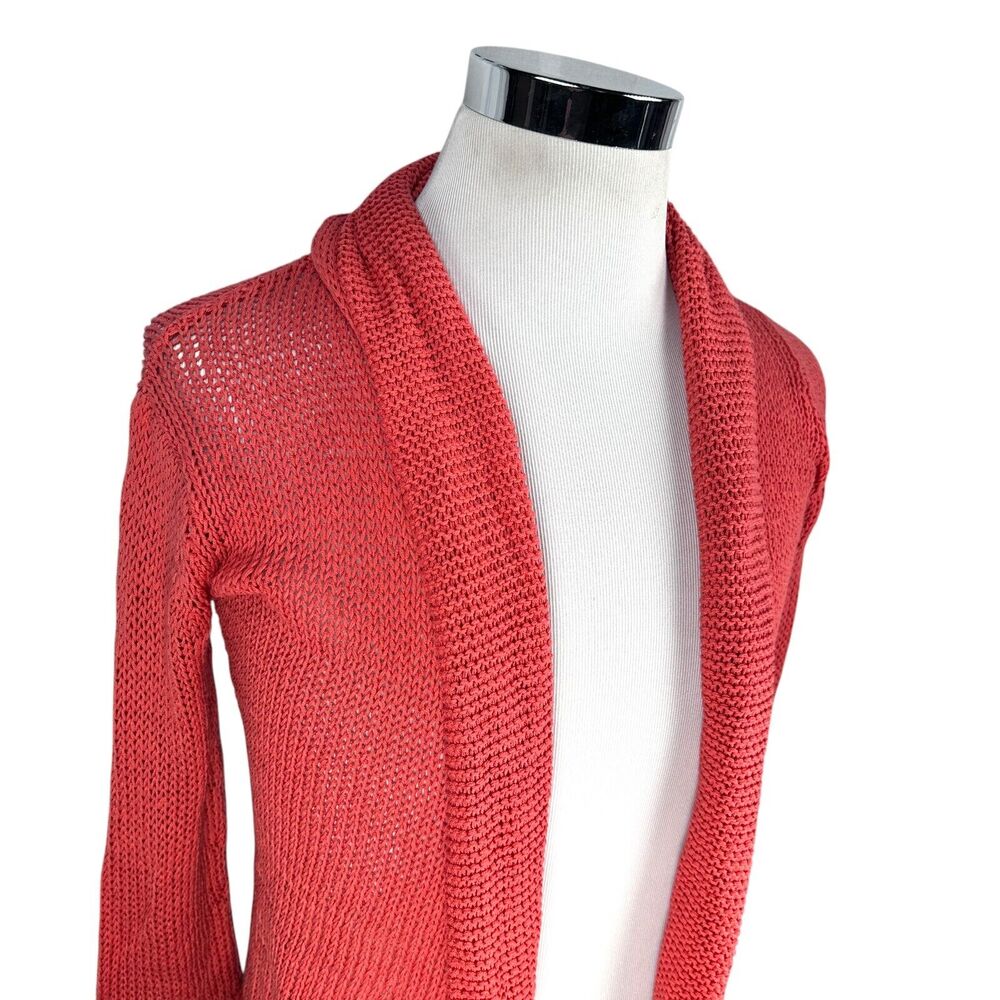 Wooden Ships Cardigan Sweater Women’s XS Open Light Cotton Knit Pinkish Orange - Picture 2 of 10